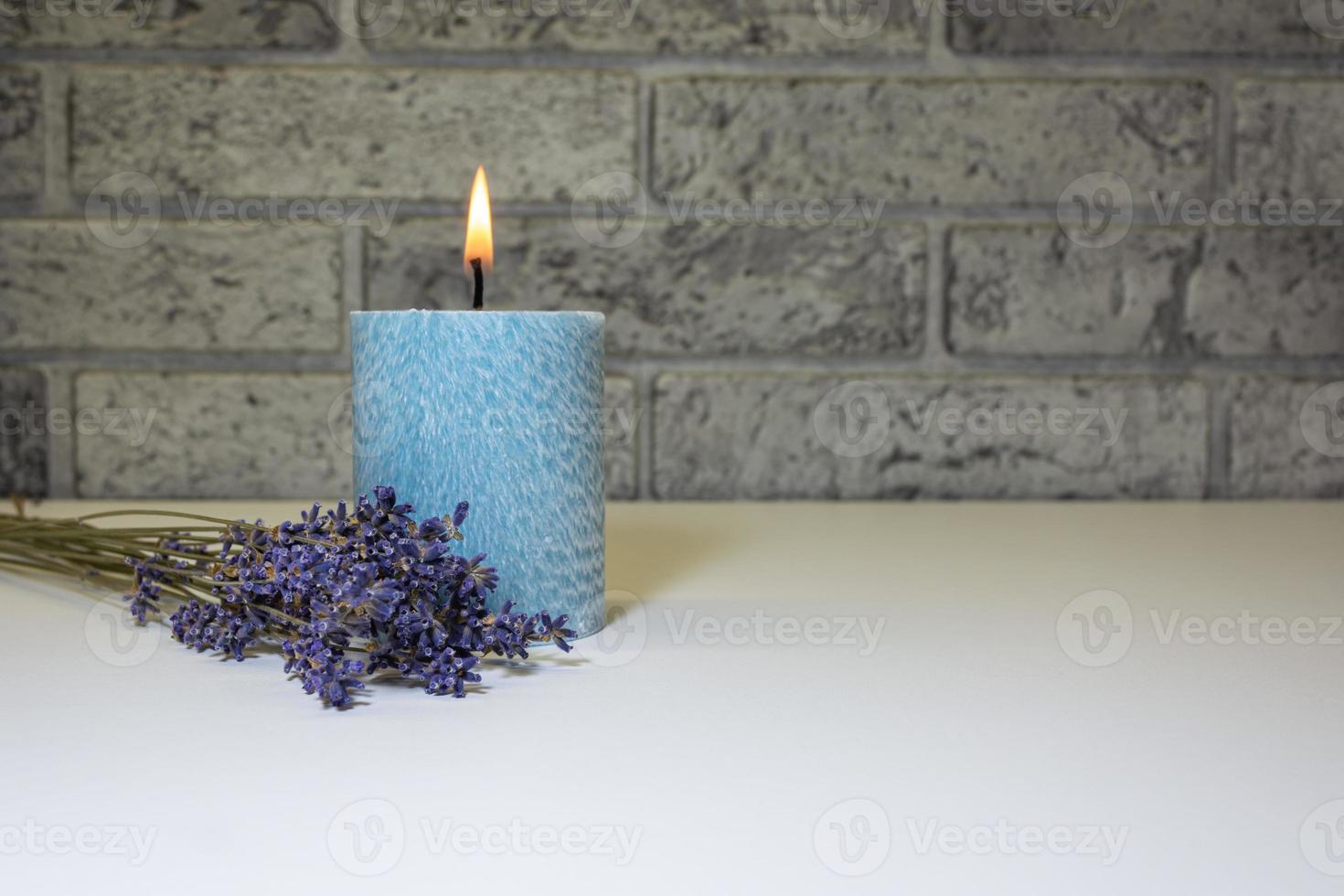Candle with lavender scent. photo