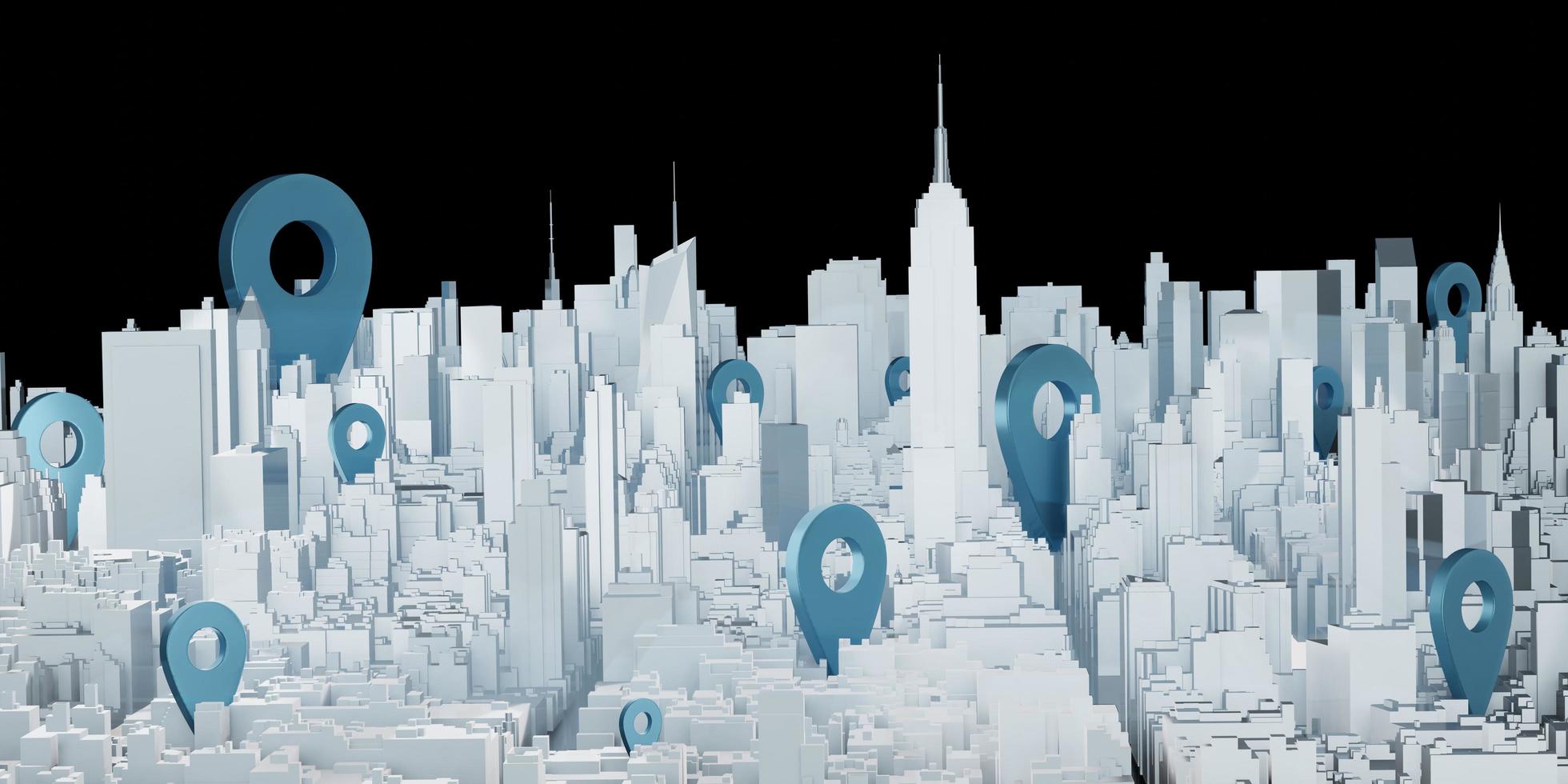 new york map usa coordinate pins communication and service delivery photo