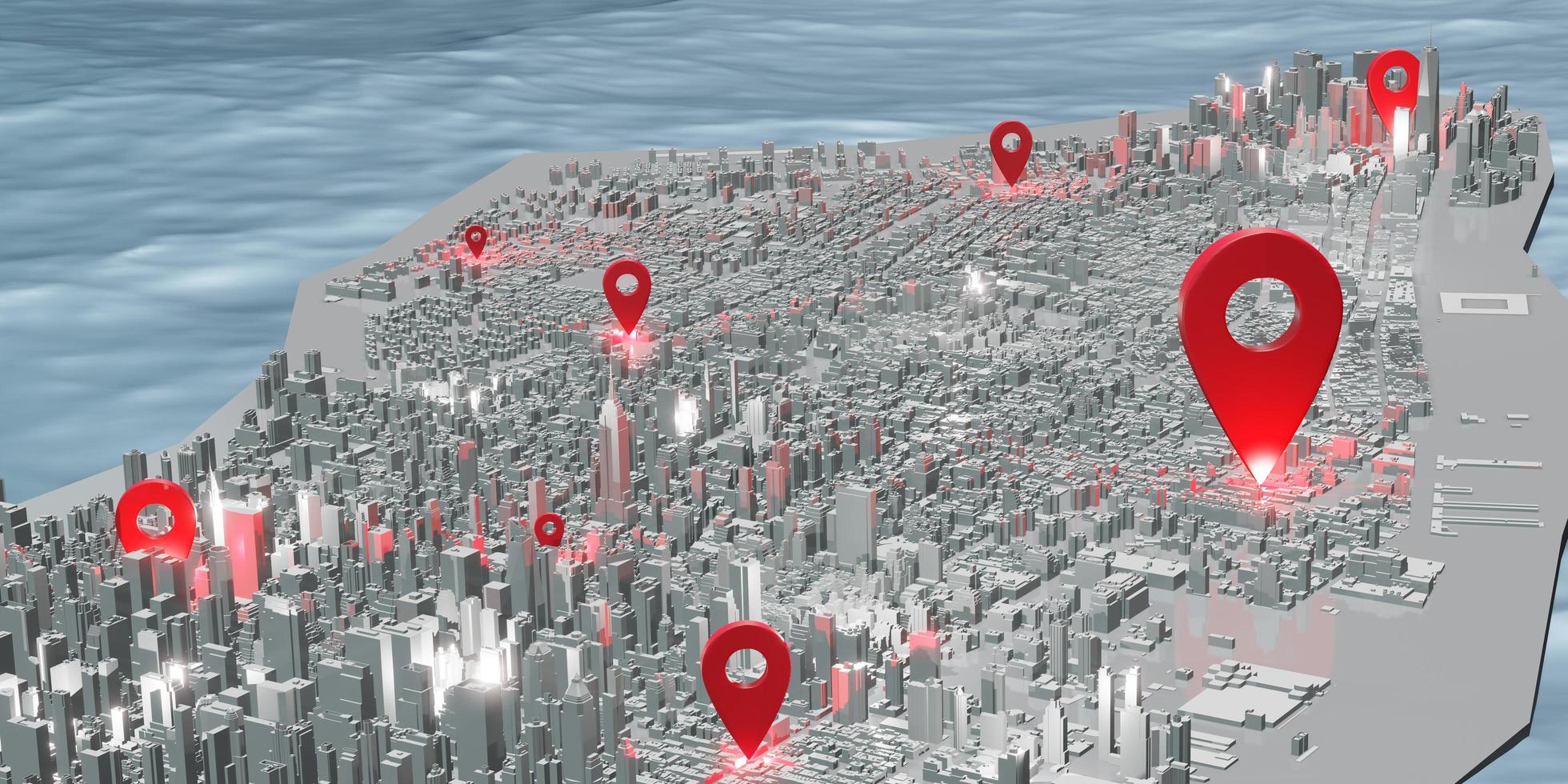 mapa de nueva york estados unidos coordinar pines comunicación y prestación de servicios foto