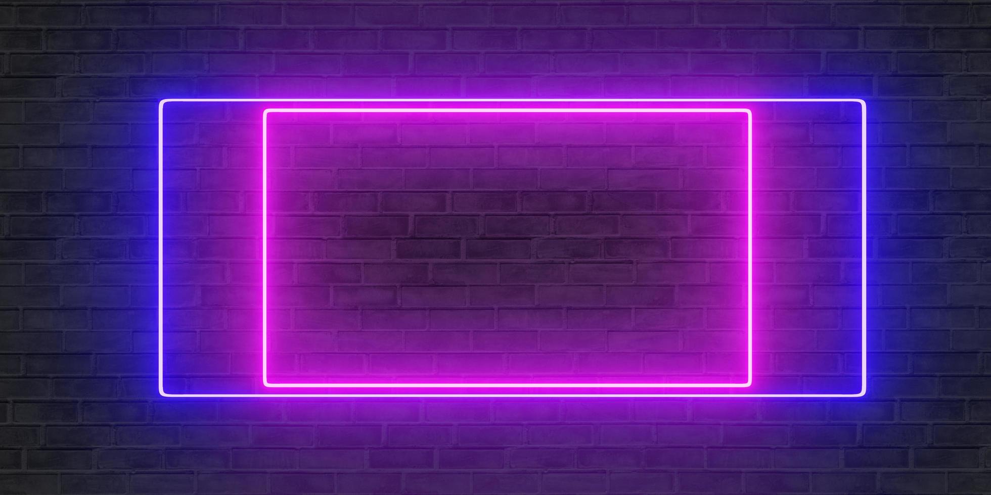 neon signs on the wall Neon signs and brick walls Text frame on panel photo