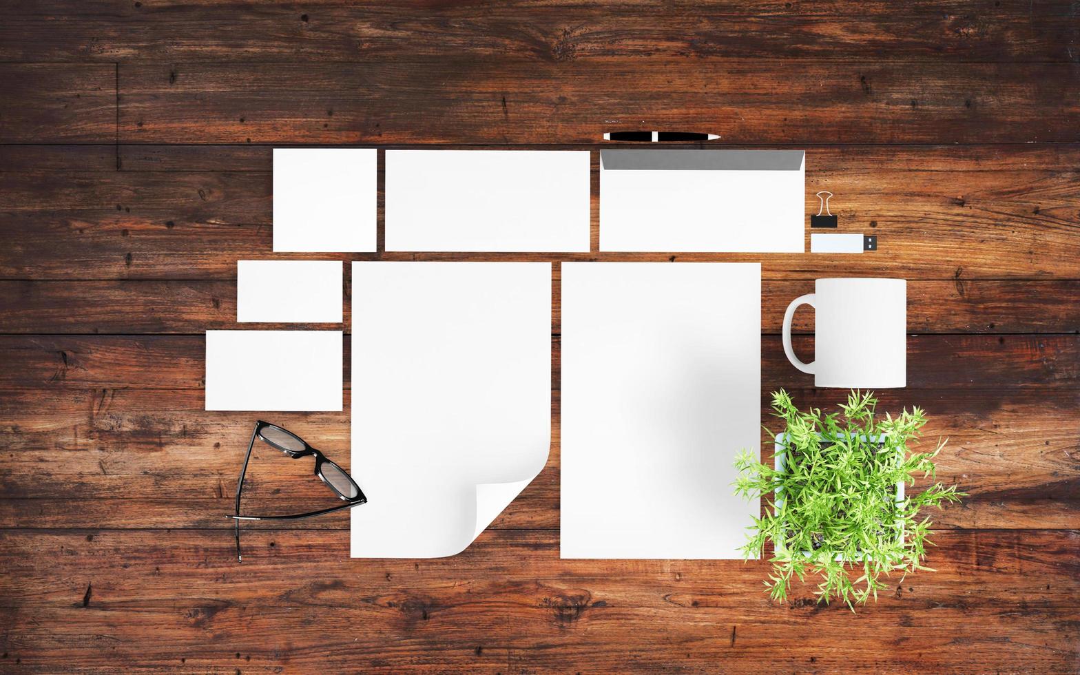 top view of  branding elements mockup photo