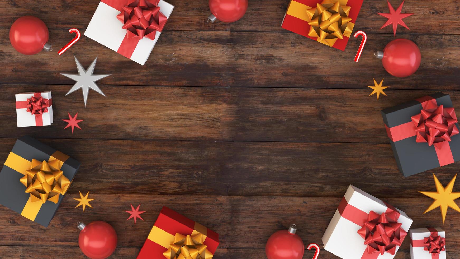 christmas wooden background top view photo