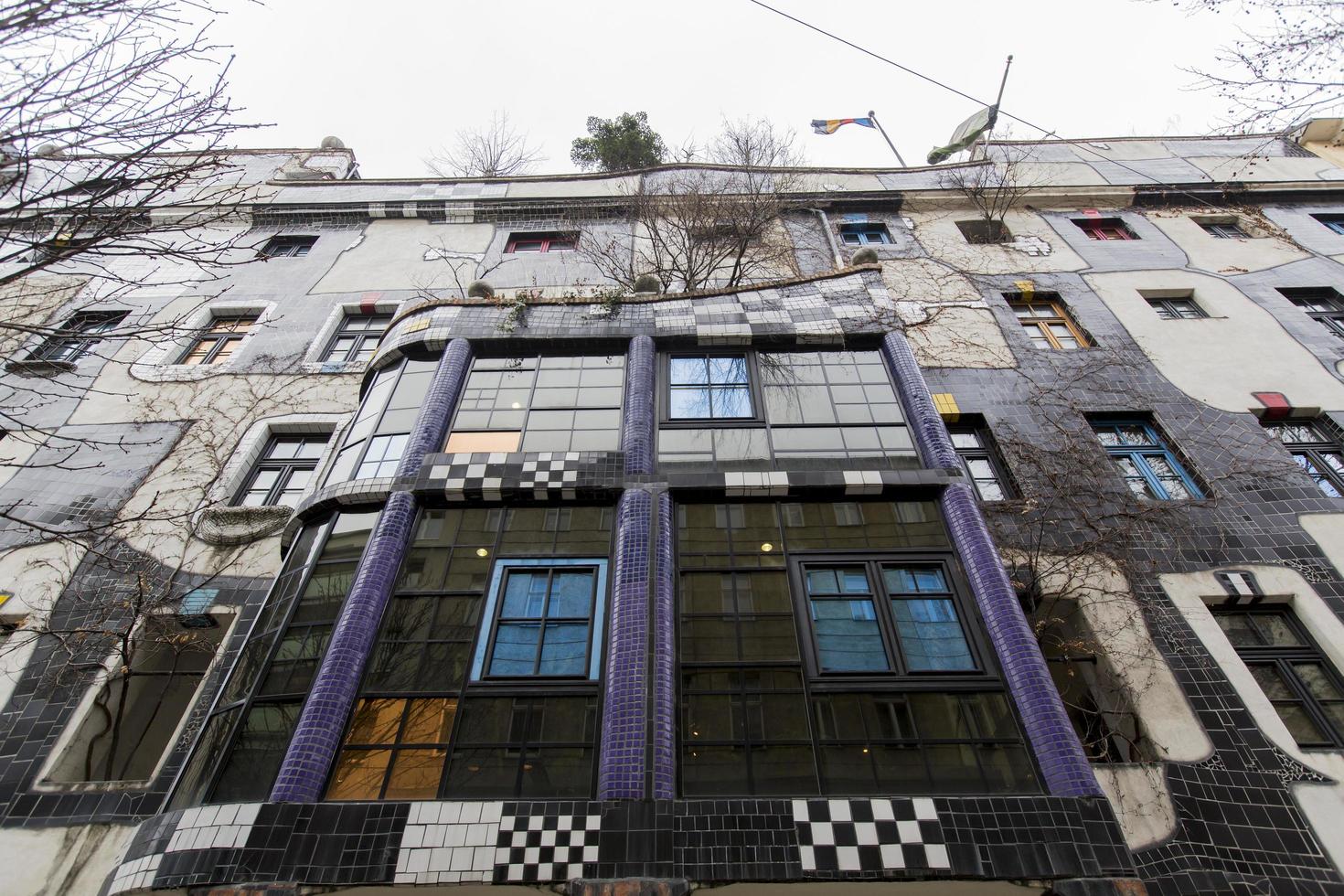 VIENNA, AUSTRIA, FEBRUARY 4, 2014 - Detail od the KunstHausWien, museum in Vienna. The Museum was designed by the artist Friedensreich Hundertwasser and was completed in 1986. photo