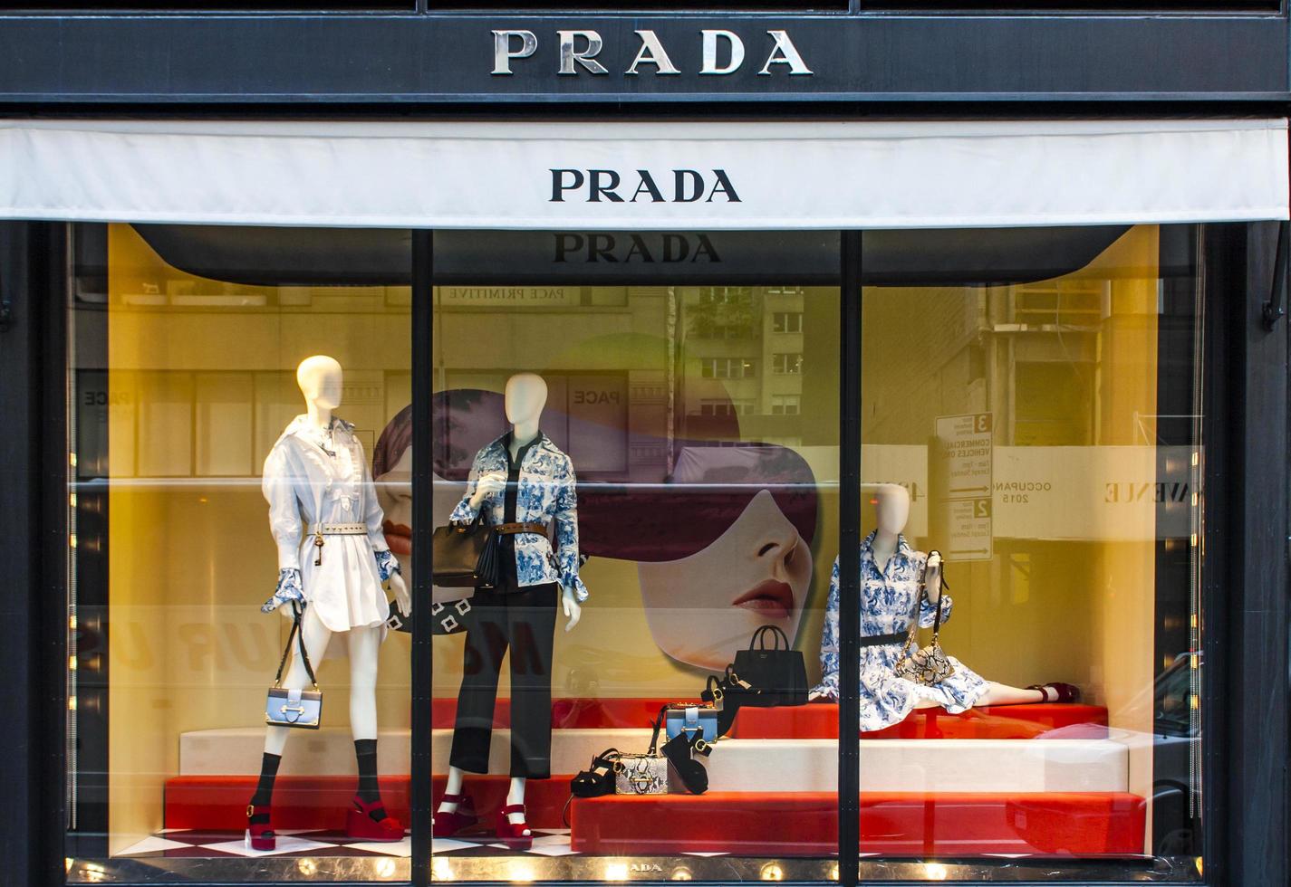 NEW YORK, USA, JULY 29, 2016 - View at Prada store in New York City. Prada  is an Italian luxury fashion house founded in Milan by Mario Prada at 1913.  4277935 Stock Photo at Vecteezy