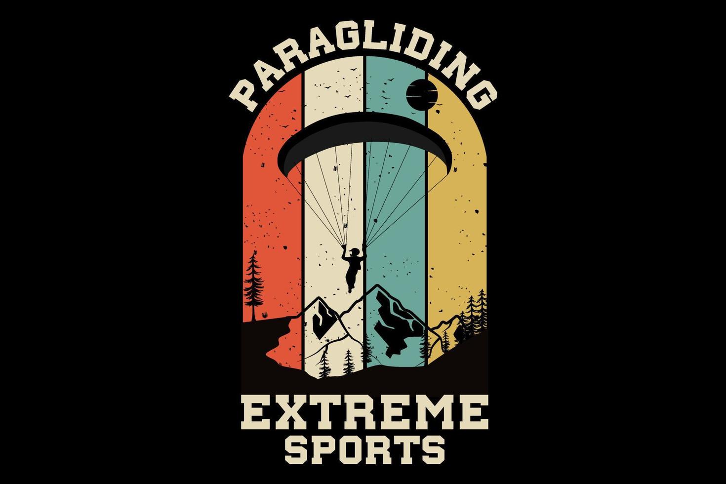 Paragliding extreme sports design vintage retro vector