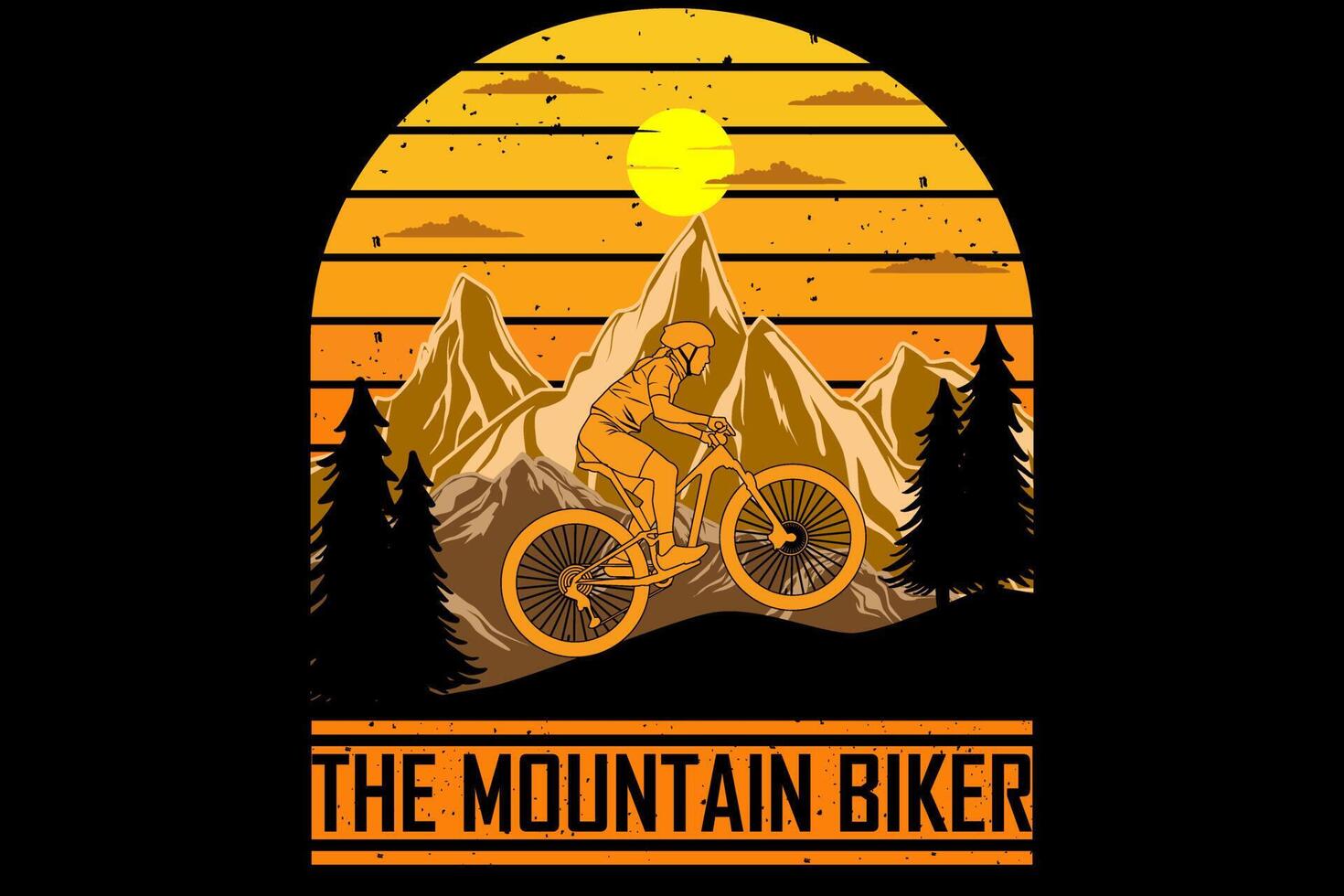 el ciclista de montaña diseño vintage retro vector