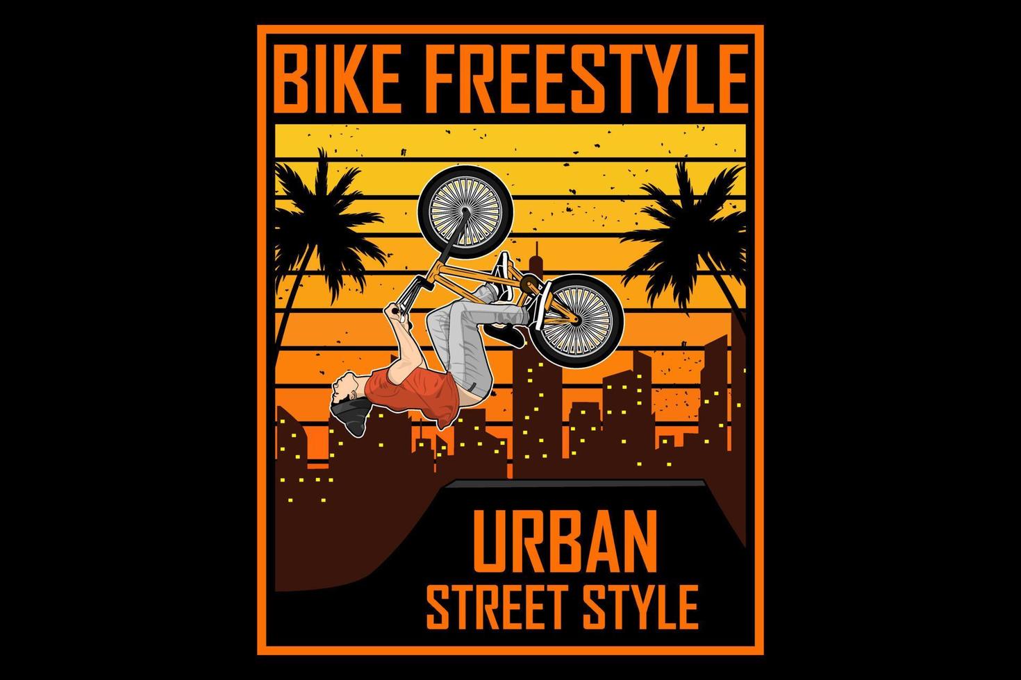 Bike freestyle urban street style design silhouette vintage retro vector