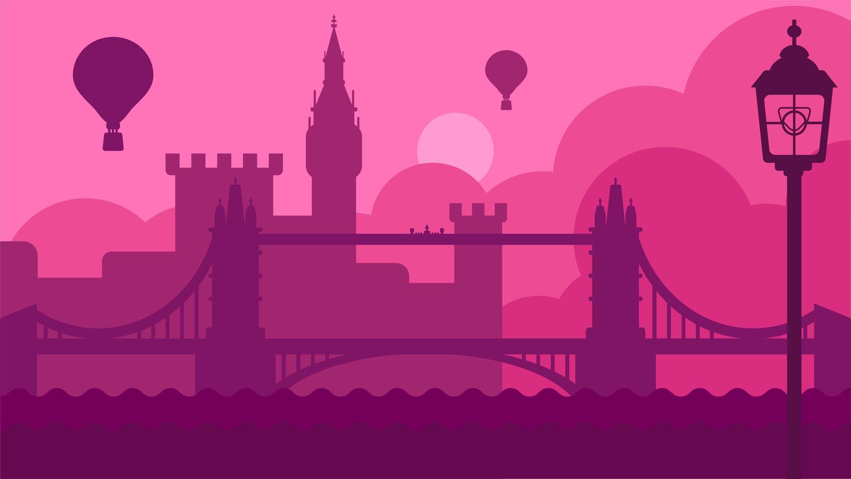 London landscape with castle and river vector