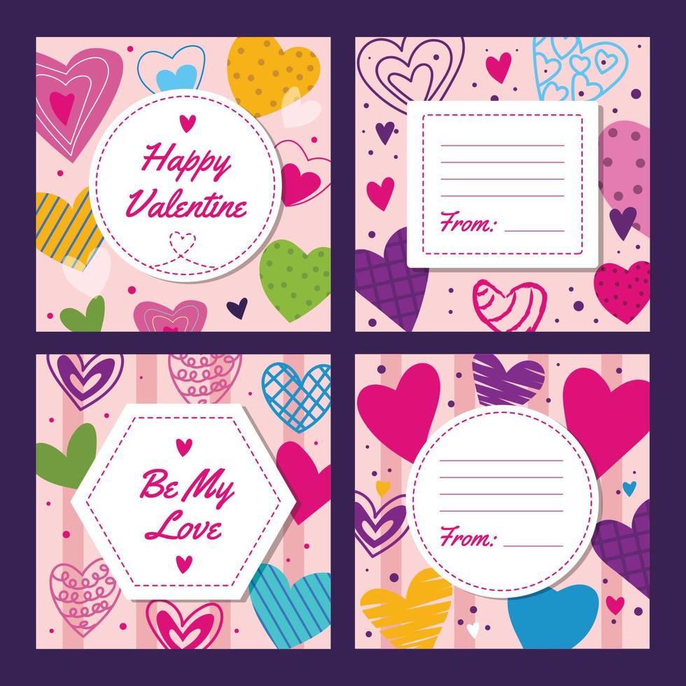 conjunto de tarjeta de regalo de san valentín vector