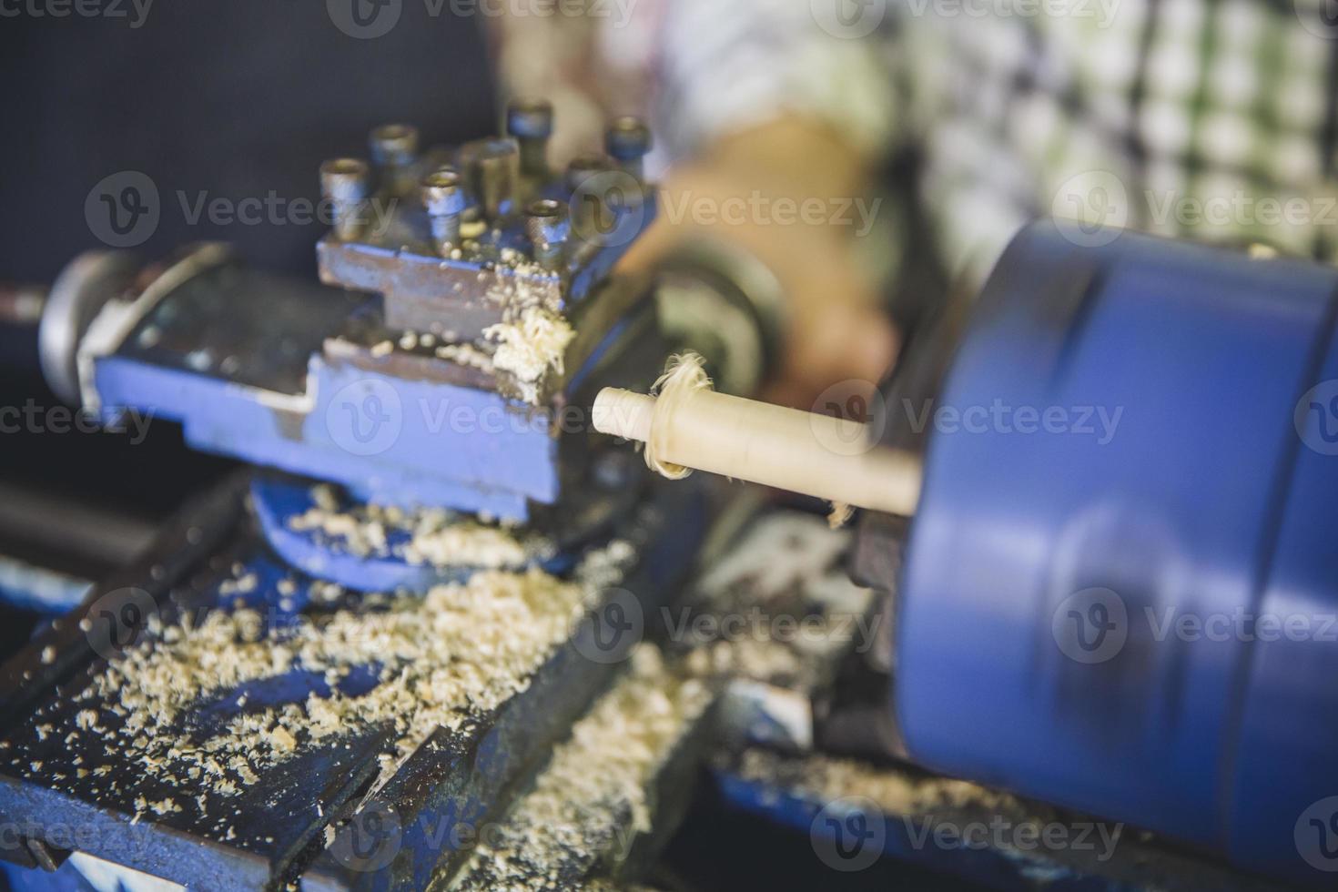 Closeup of wooden lathe photo