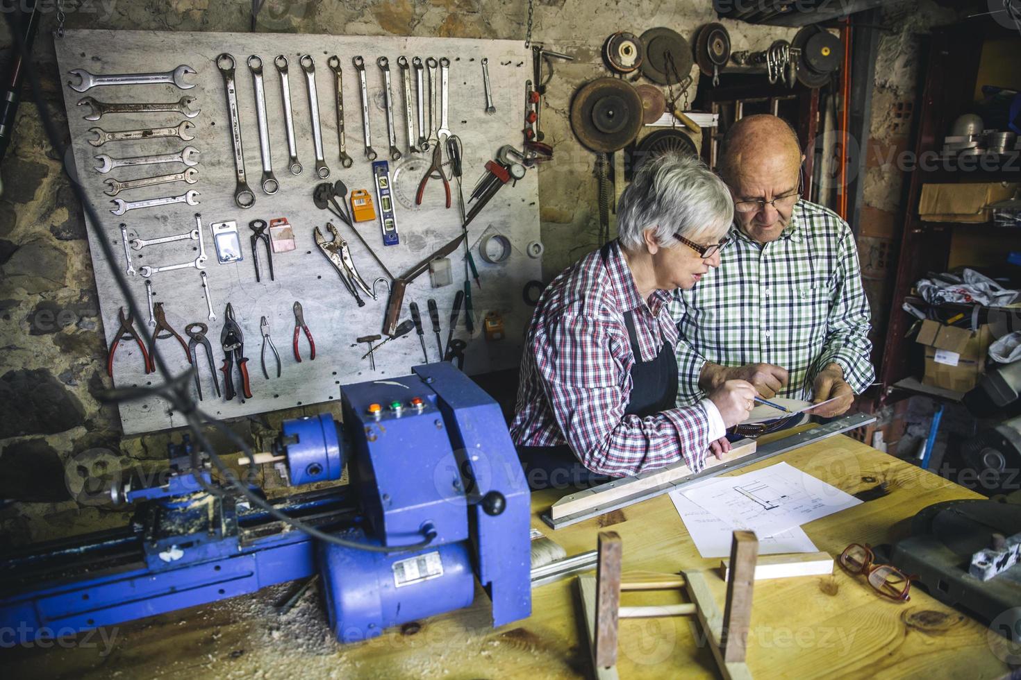 Senior couple in a carpentry photo