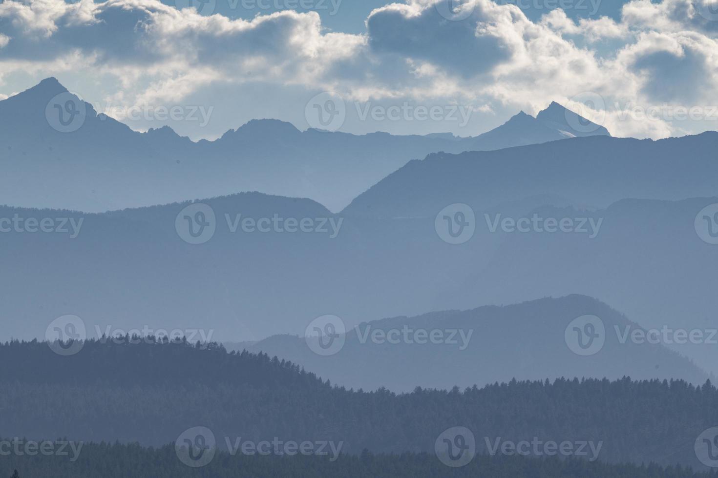 Layered Mountains and Smoke, Sierra Nevadas photo