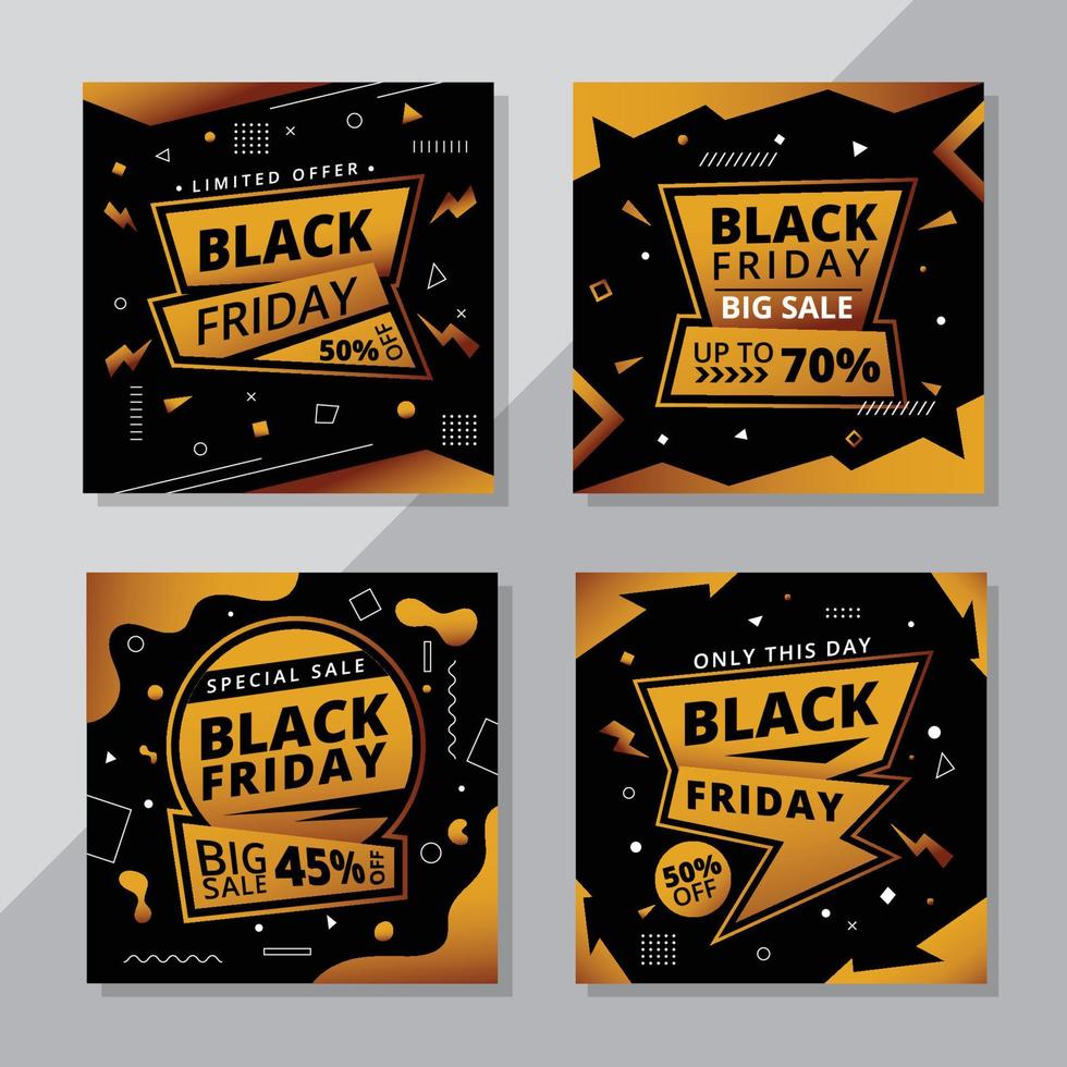 Set of Black Friday Social Media Posts vector