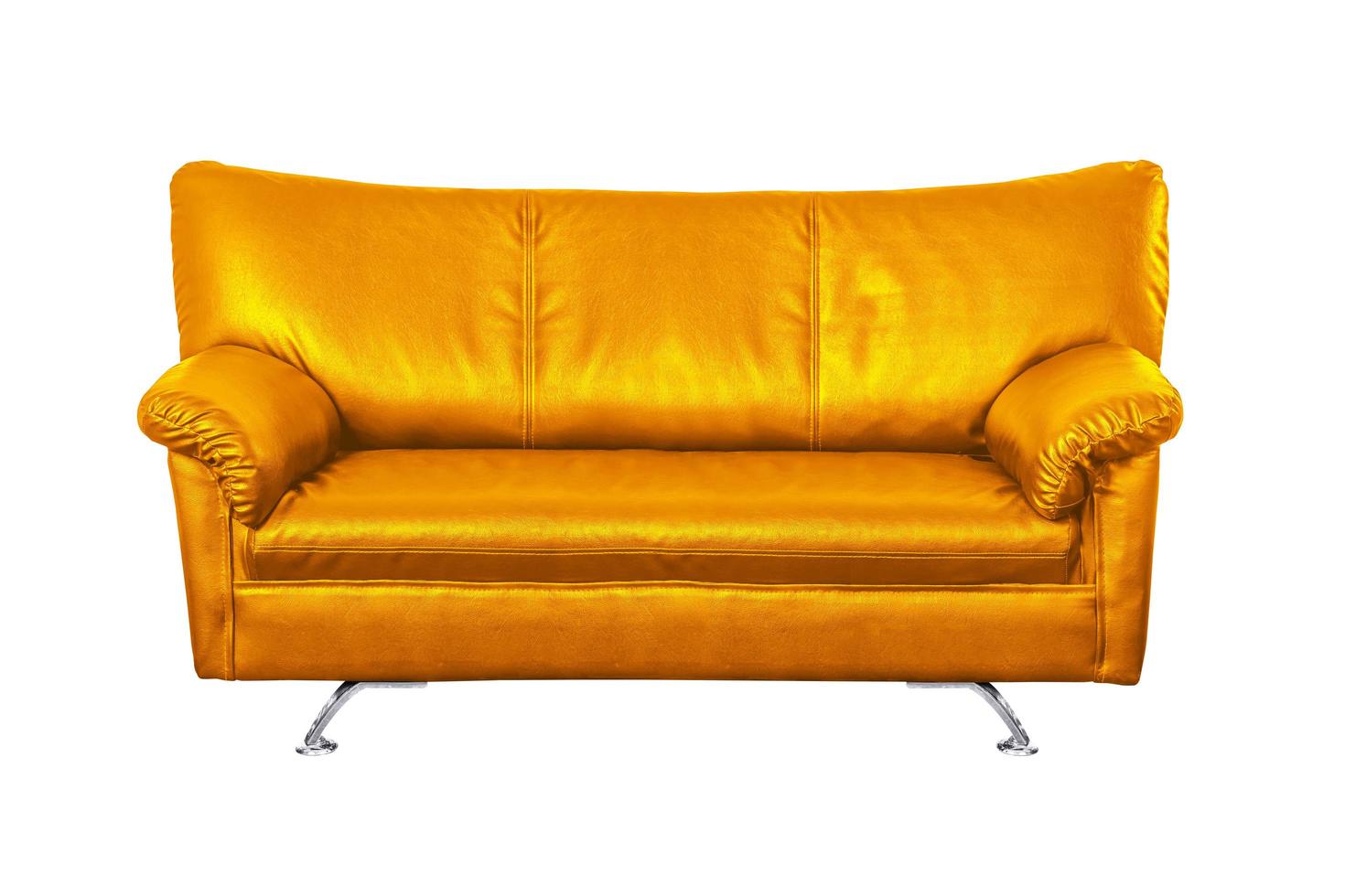 Gold Leather sofa isolated photo