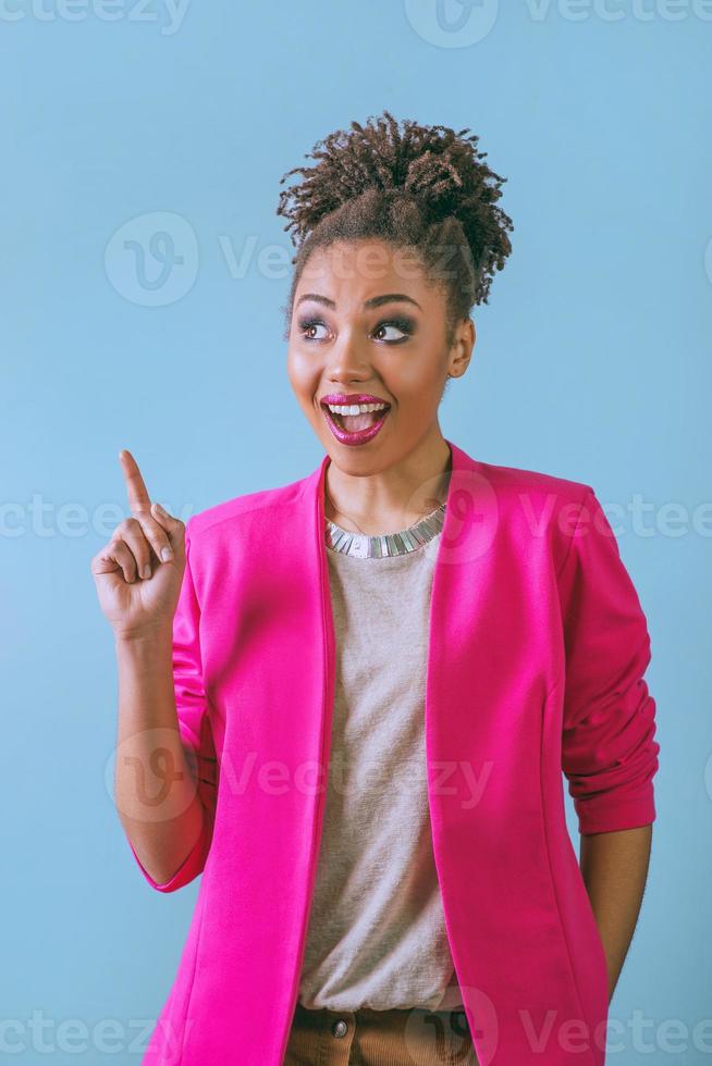 portrait of beautiful smiling young woman in pink blazer. Love, support, togetherness, care, diversity concept photo