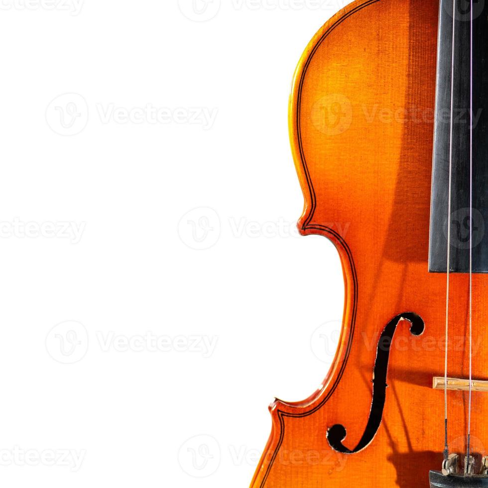 Detail of old violin on a white background photo