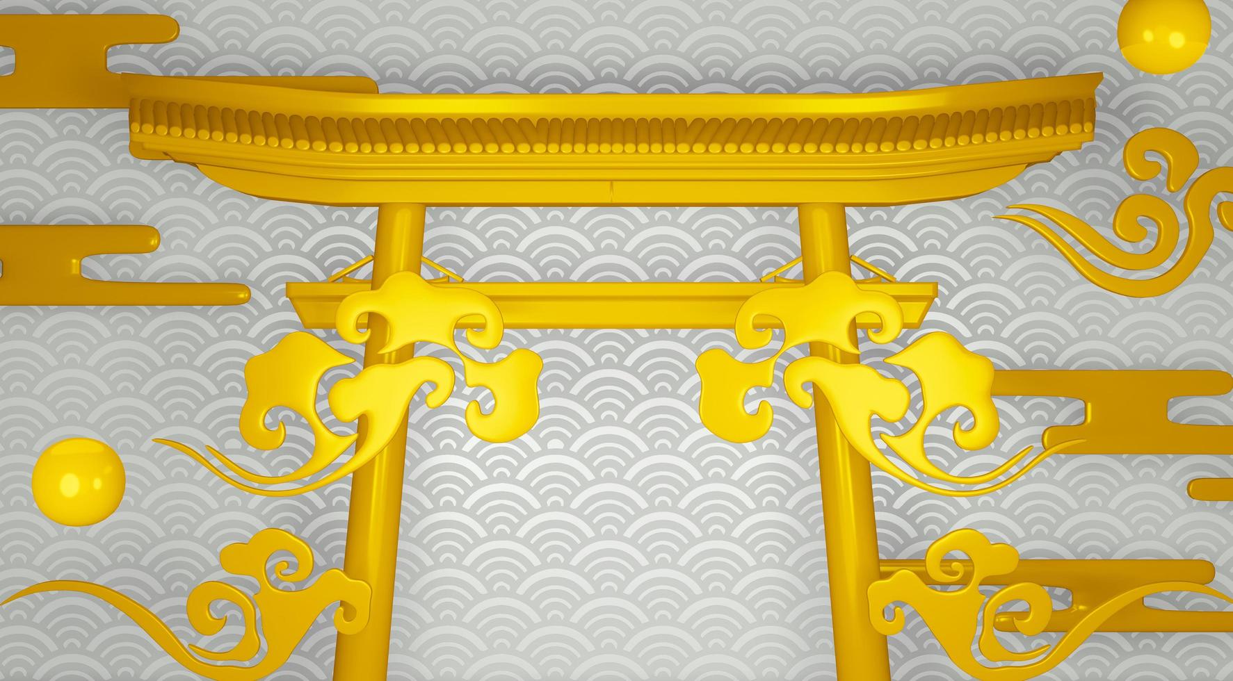 torii geometric podium Japanese tradition podium.3D rendering photo