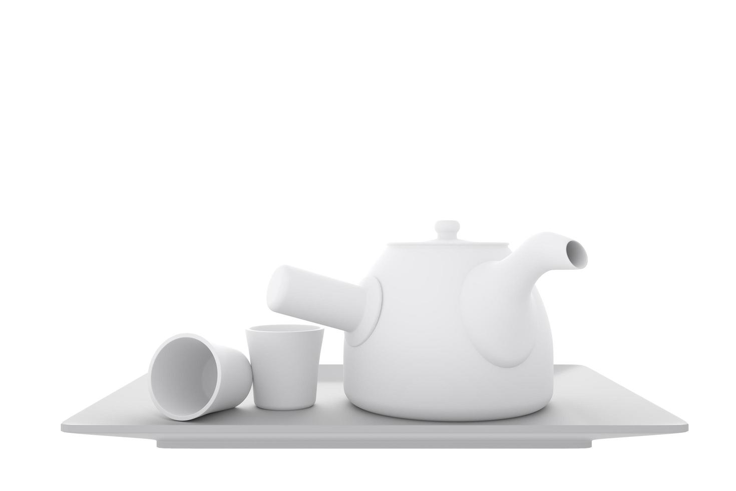 japanese traditional with sake cup and bottle on white background.3D rendering photo