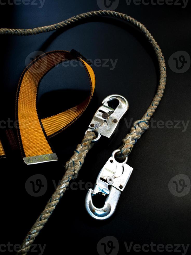 Hook and rope with Yellow belt of Safety Equipment 4280619 Stock