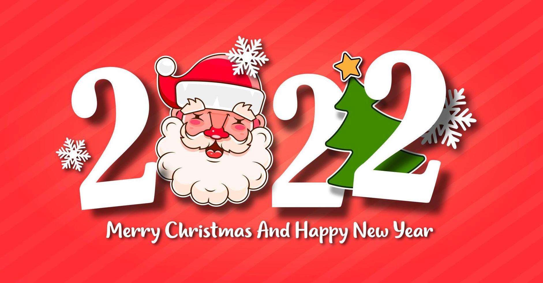 I Wish You A Merry Christmas And Happy New Year Vintage Background With Typography. 2022 vector