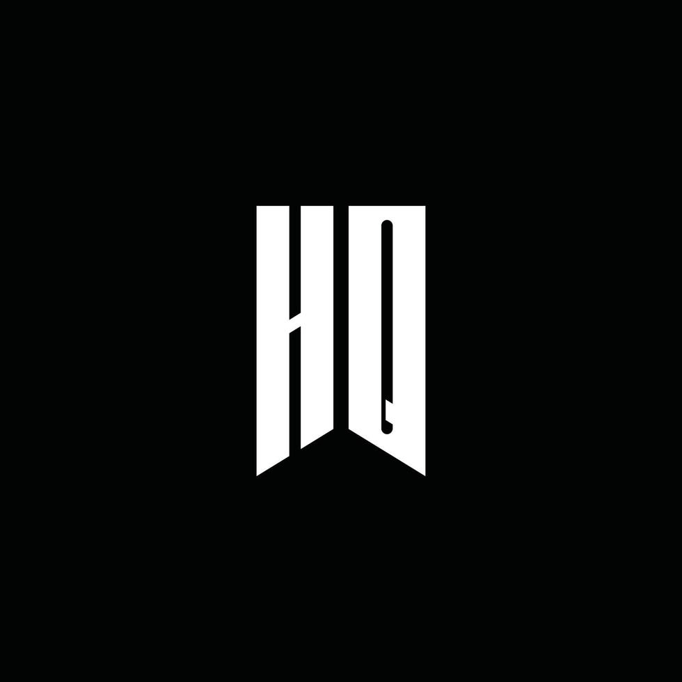 Monograma del logotipo de hq con estilo emblema aislado sobre fondo negro vector