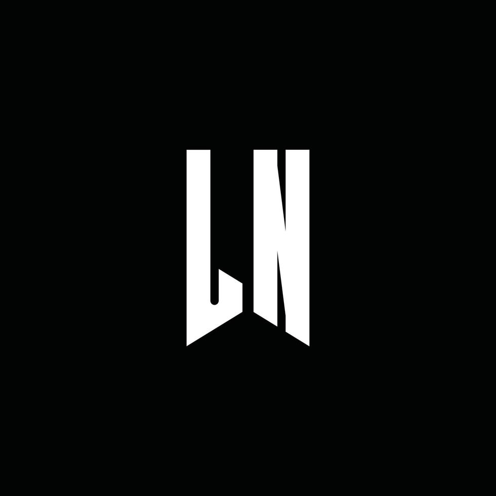 Monograma del logotipo ln con estilo emblema aislado sobre fondo negro vector