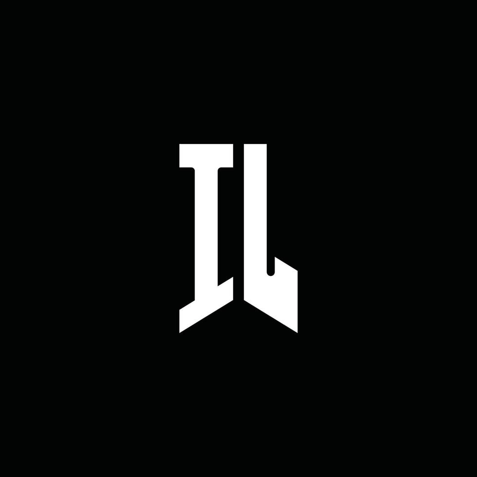 IL logo monograma con estilo emblema aislado sobre fondo negro vector