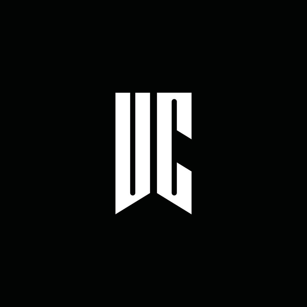 monograma del logotipo de uc con estilo emblema aislado sobre fondo negro vector