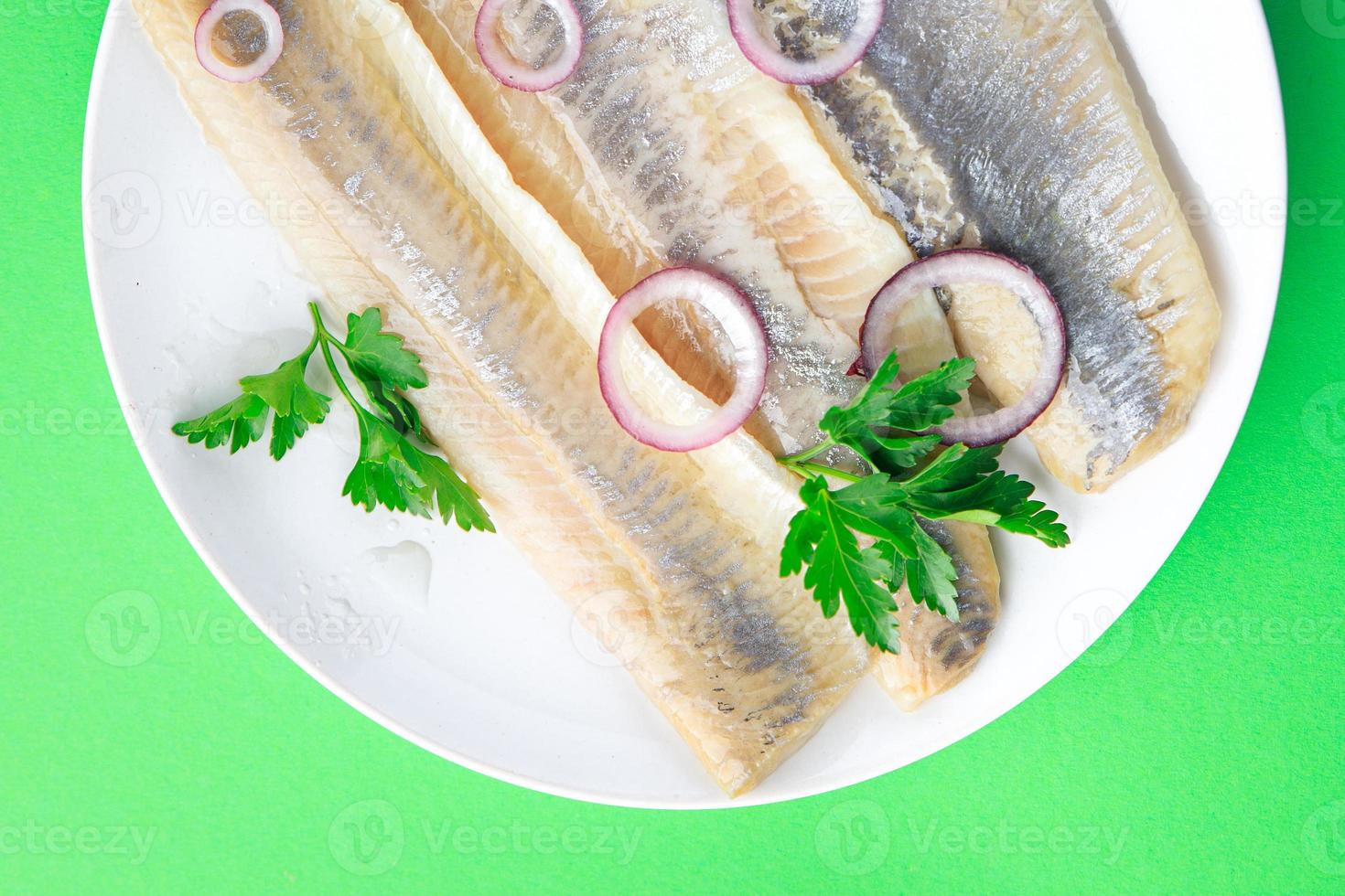arenque filete de pescado marisco fresco foto