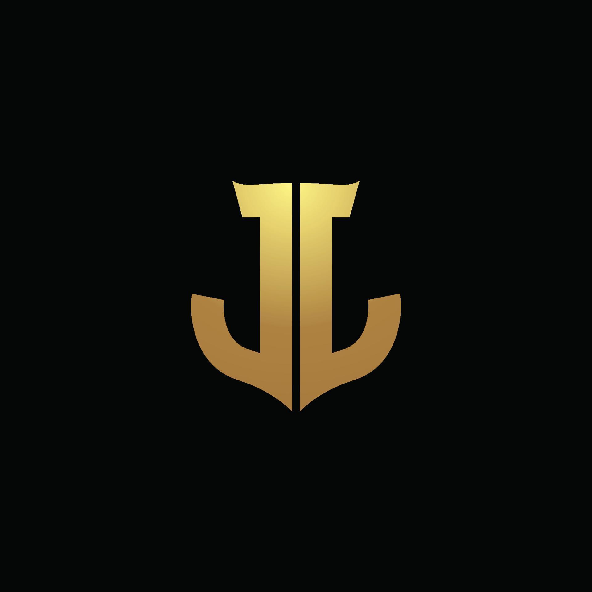 JJ logo monogram with gold colors and shield shape design template