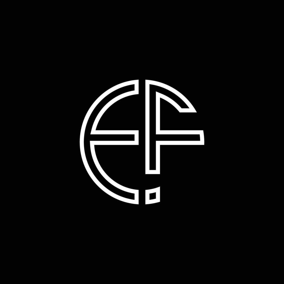 EF monogram logo circle ribbon style outline design template vector