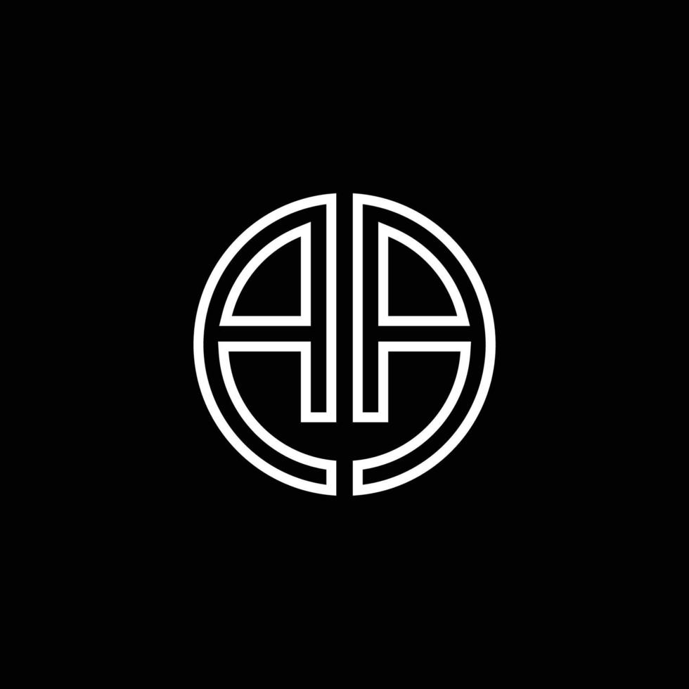 AA monogram logo circle ribbon style outline design template vector