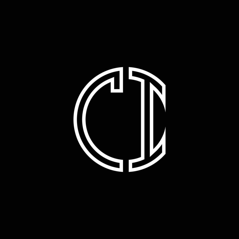 CI monogram logo circle ribbon style outline design template vector