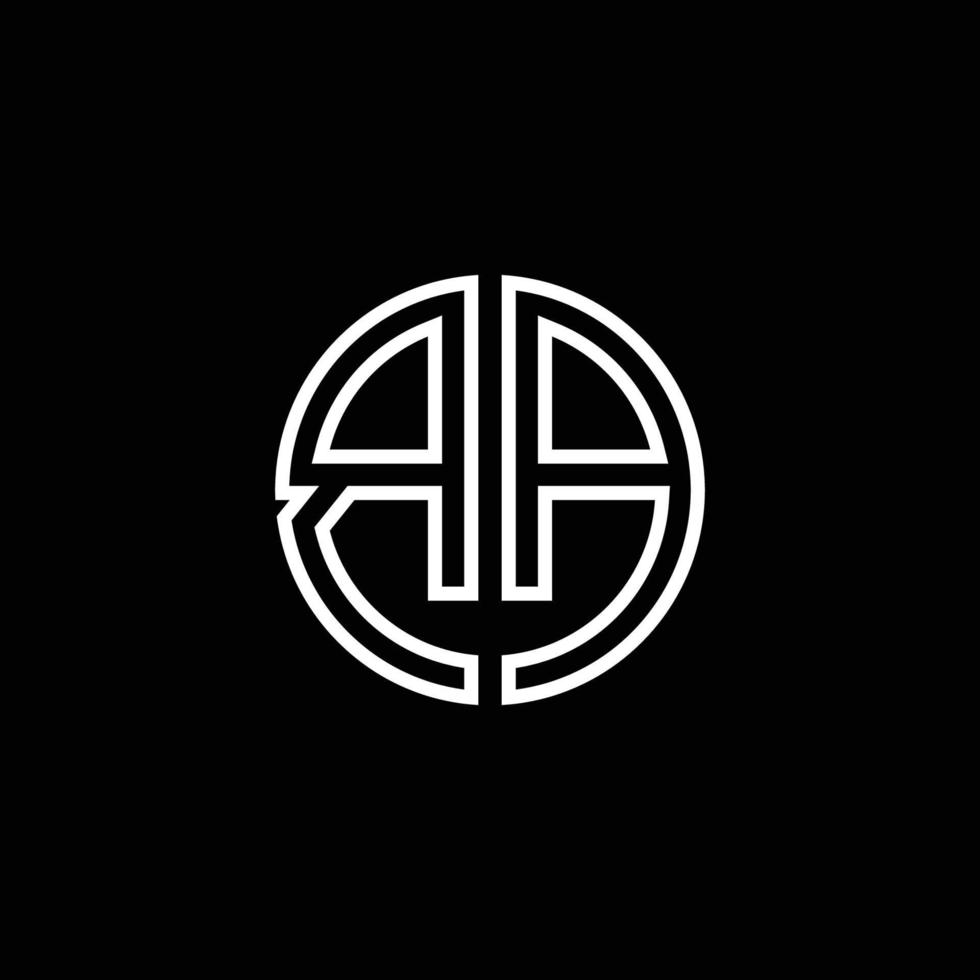 BA monogram logo circle ribbon style outline design template vector