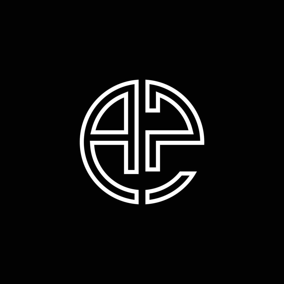 AZ monogram logo circle ribbon style outline design template vector