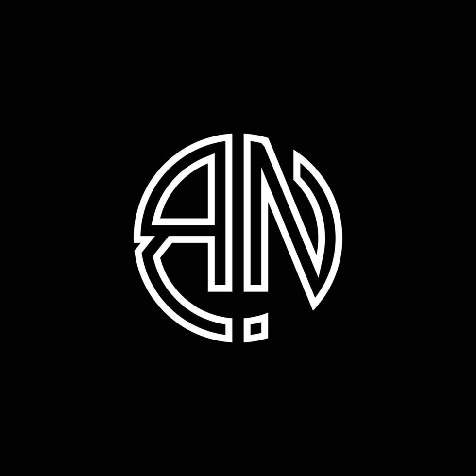 plantilla de diseño de esquema de estilo de cinta de círculo de logotipo de monograma bn vector