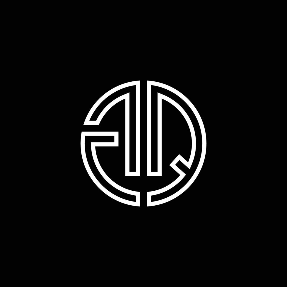 GQ monogram logo circle ribbon style outline design template vector