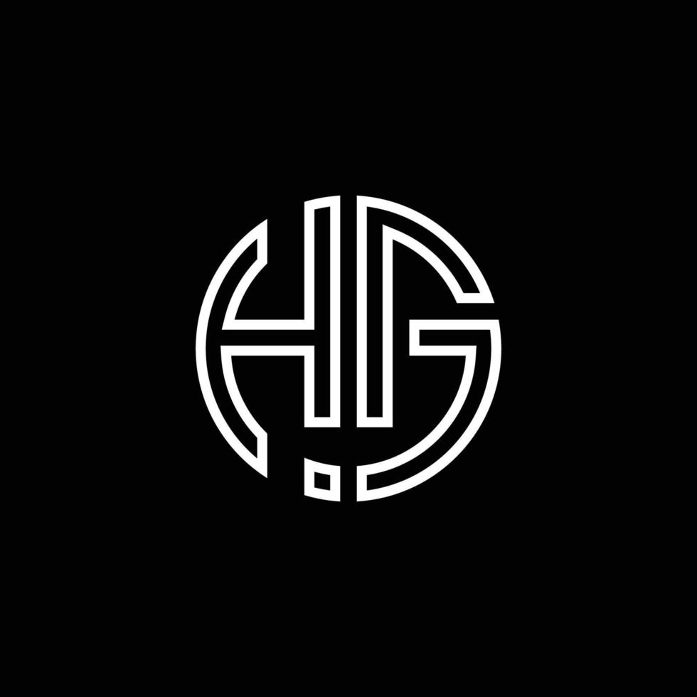 HG monogram logo circle ribbon style outline design template vector
