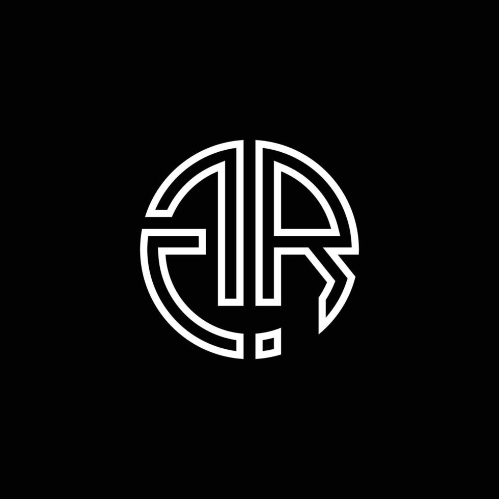 GR monogram logo circle ribbon style outline design template vector