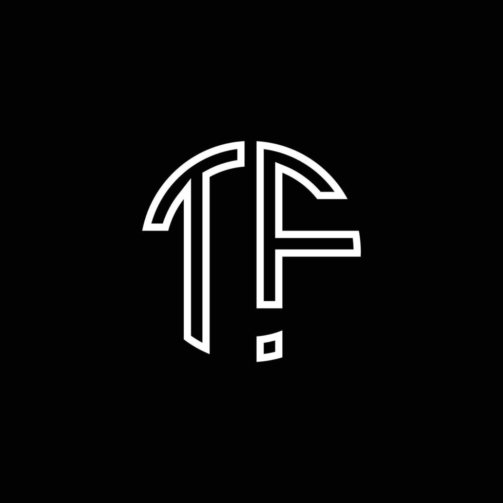 TF monogram logo circle ribbon style outline design template vector