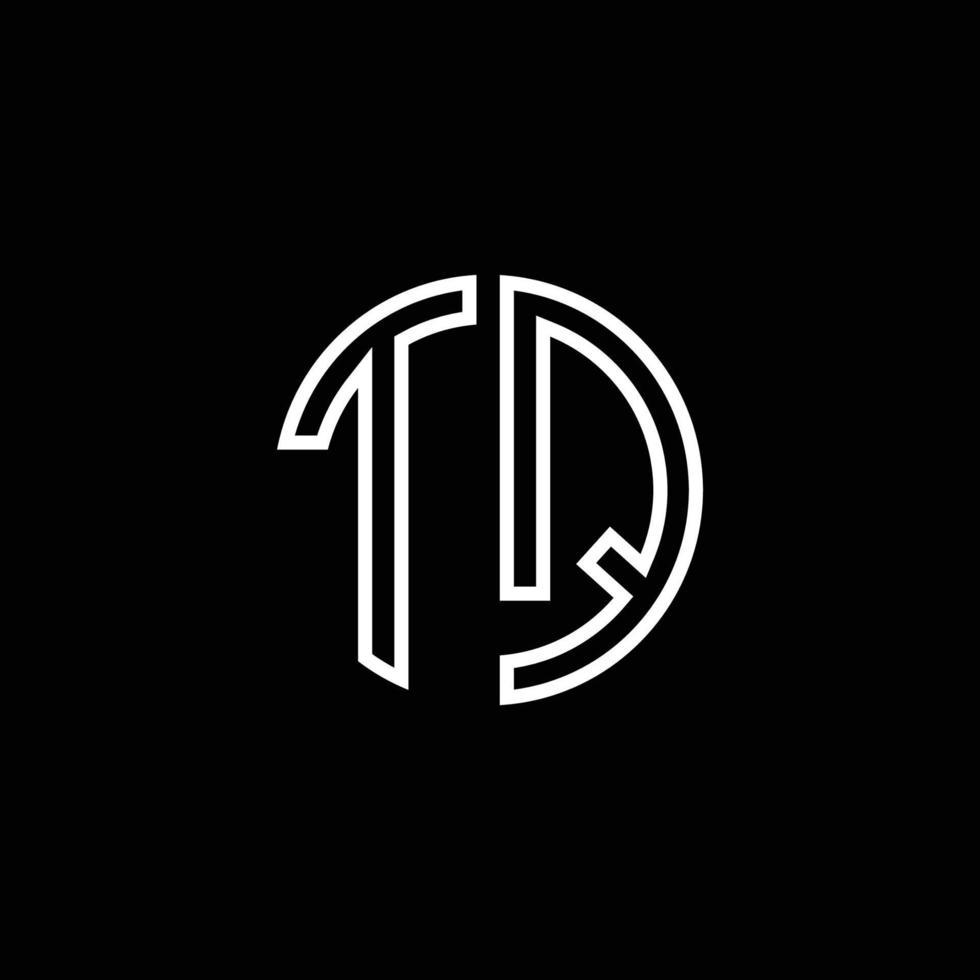 TQ monogram logo circle ribbon style outline design template vector