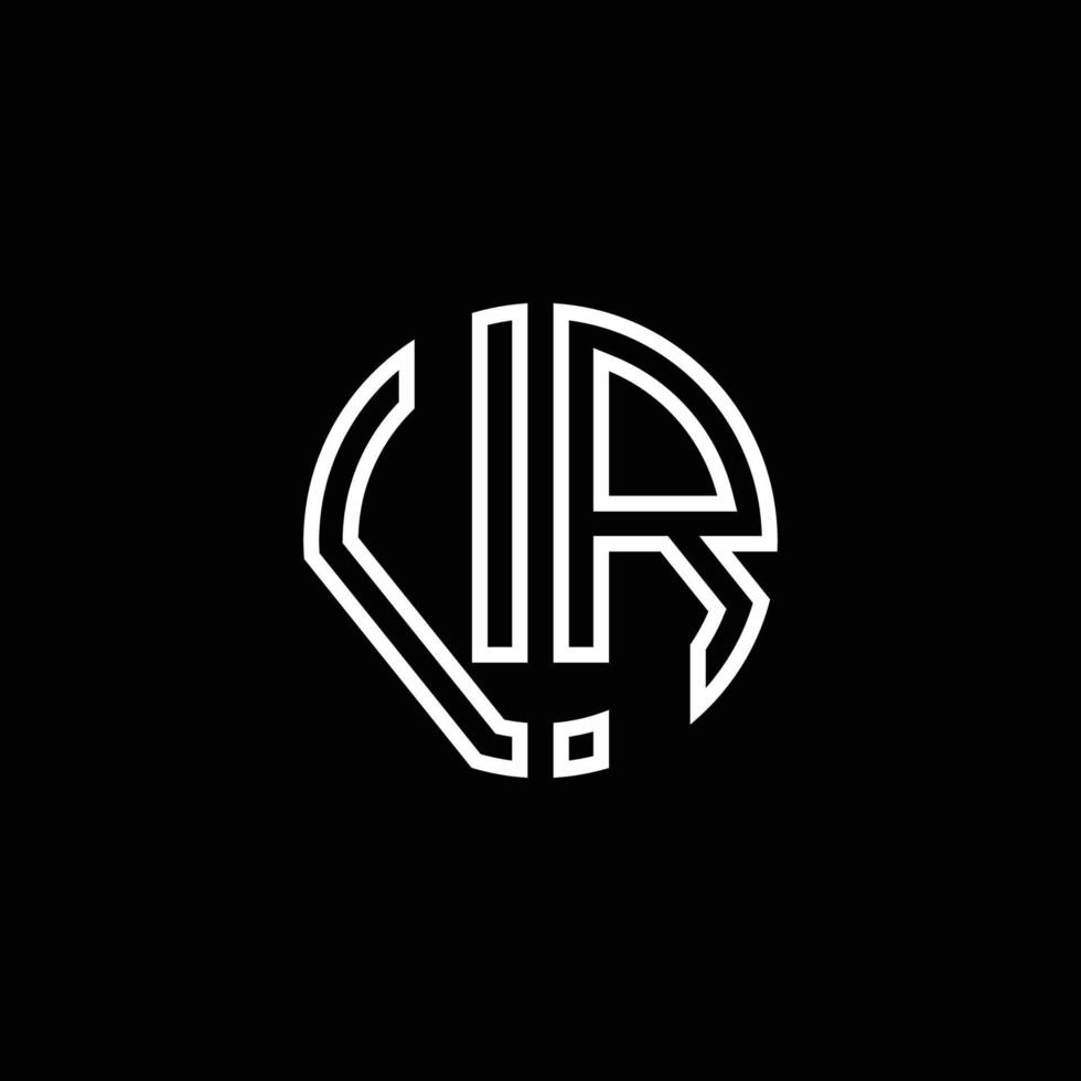 VR monogram logo circle ribbon style outline design template vector