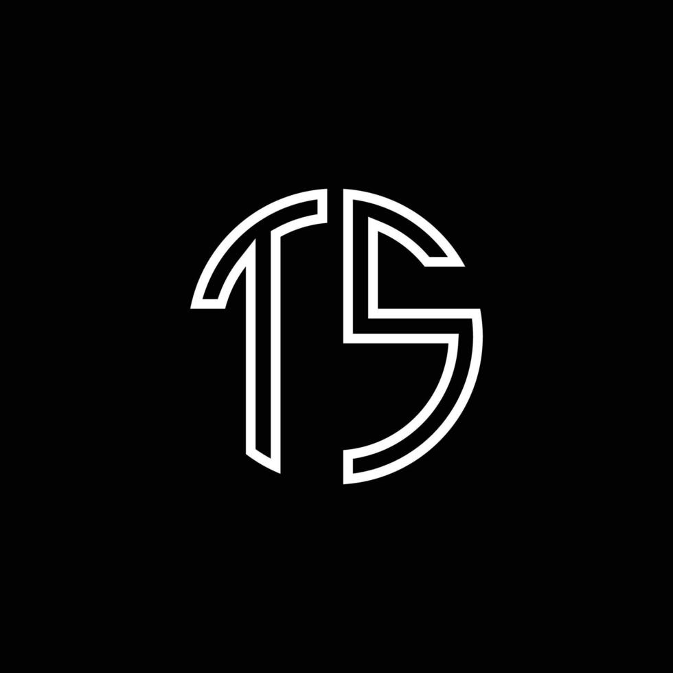TS monogram logo circle ribbon style outline design template vector