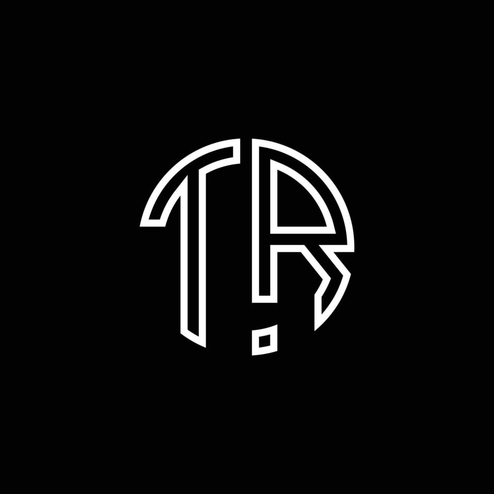 TR monogram logo circle ribbon style outline design template vector