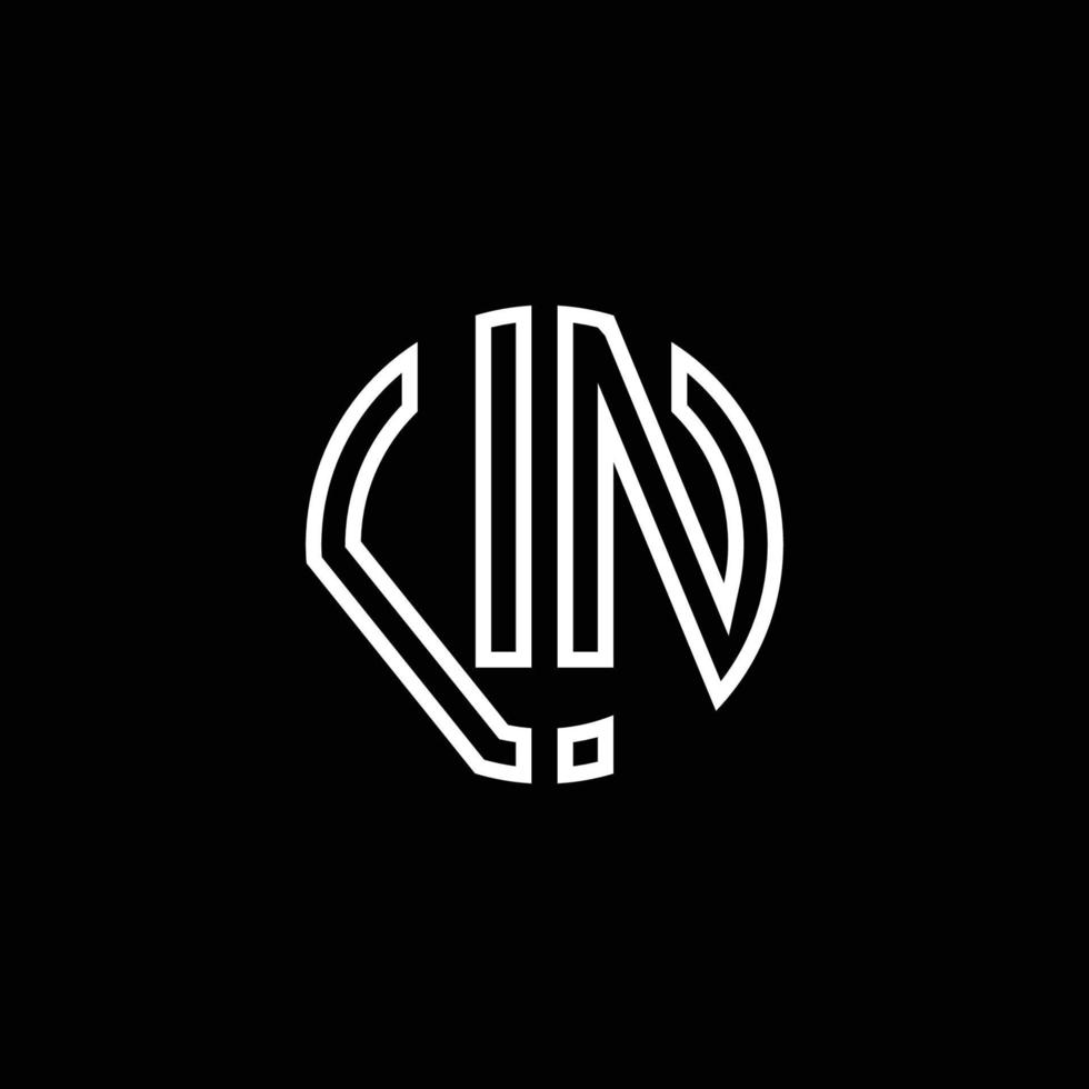 VN monogram logo circle ribbon style outline design template vector