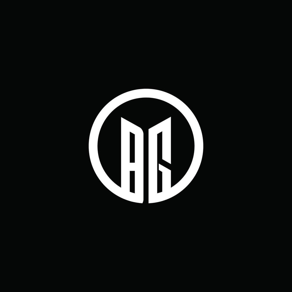logotipo de monograma bg aislado con un círculo giratorio vector