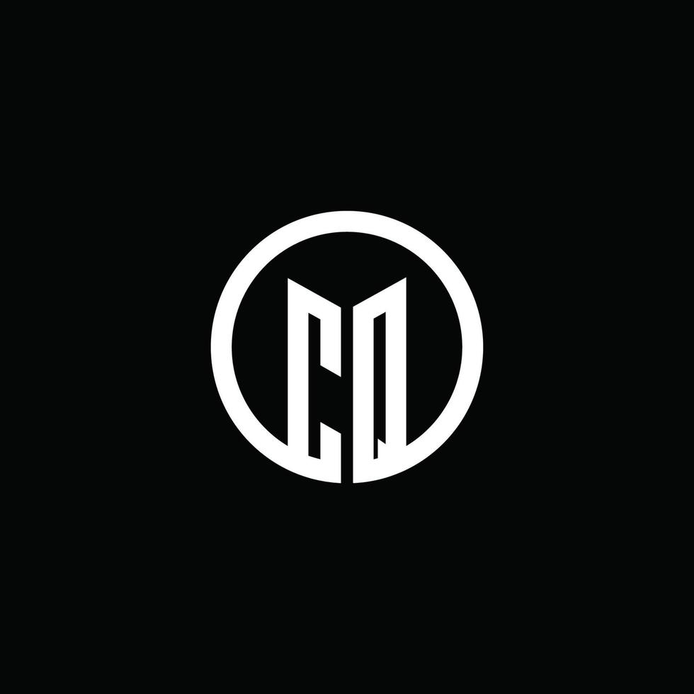 logotipo de monograma cq aislado con un círculo giratorio vector