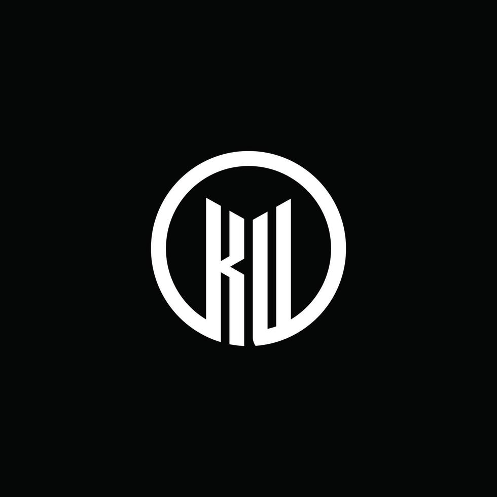 Logotipo del monograma ku aislado con un círculo giratorio vector