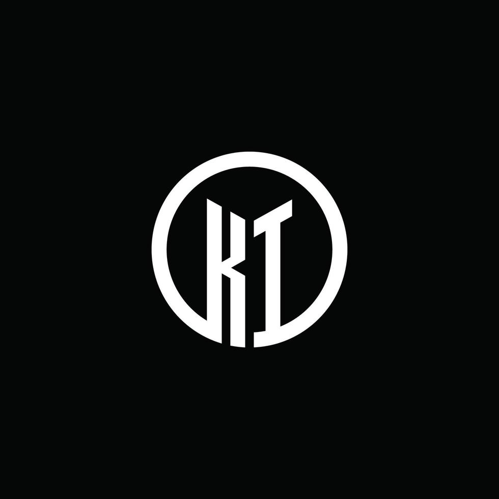 Logotipo del monograma ki aislado con un círculo giratorio vector