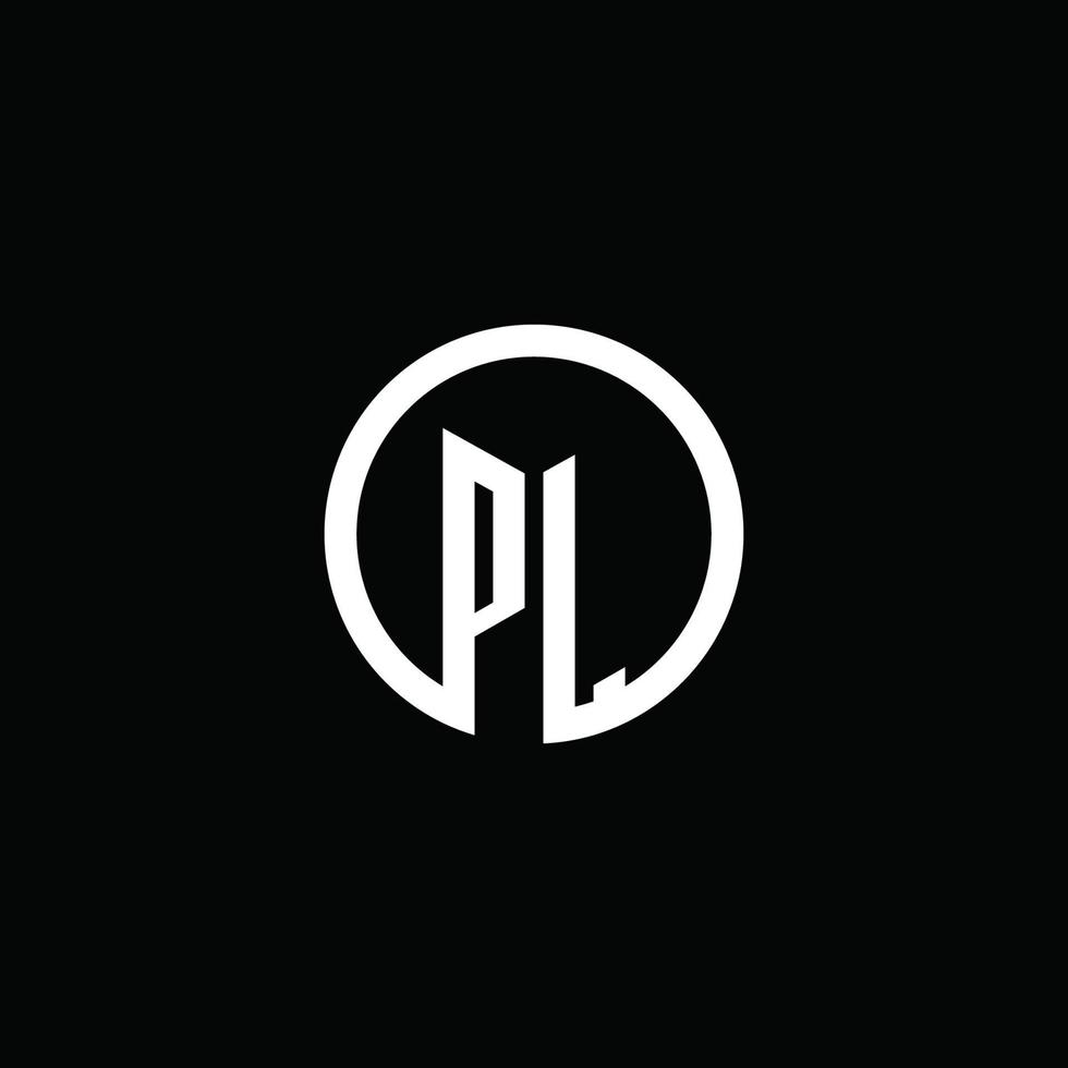 PL monogram logo isolated with a rotating circle vector